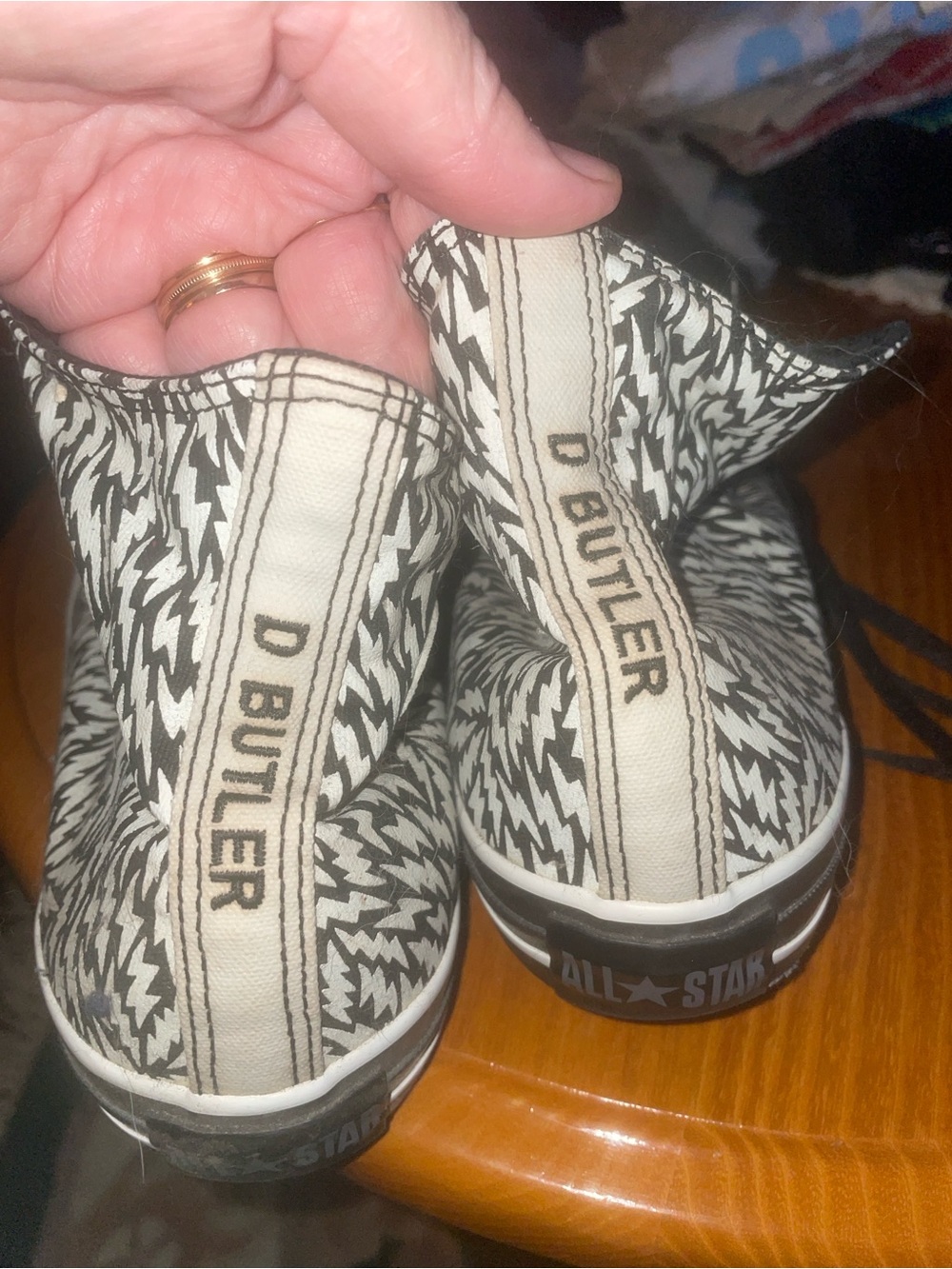 Converse High-Top Sneakers in Black & White Zigzag Pattern D Butler